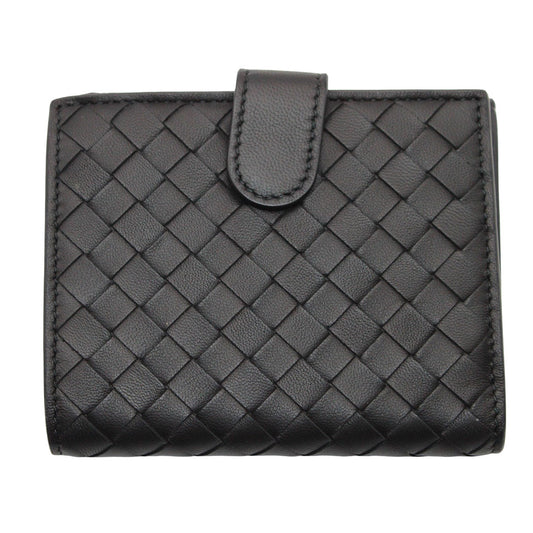BOTTEGAVENETA ボッテガ・ヴェネタ 二つ折り財布 イントレチャート ブラック レザー メンズ 【中古】