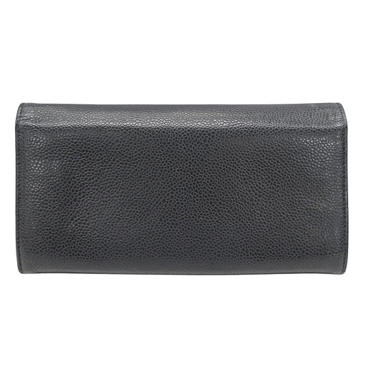 CHANEL シャネル 長財布 チャコールグレー キャビアスキン レディース 【中古】