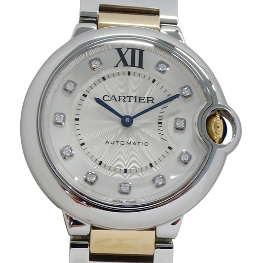 Cartier カルティエ バロンブルー WE902031 ボーイズ 腕時計 11Pダイヤモンド 自動巻き AT SS PG 磨き済み【中古】