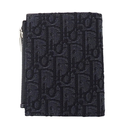 Dior ディオール 二つ折り財布 オブリーク ブラック ジャガード レディース 【中古】