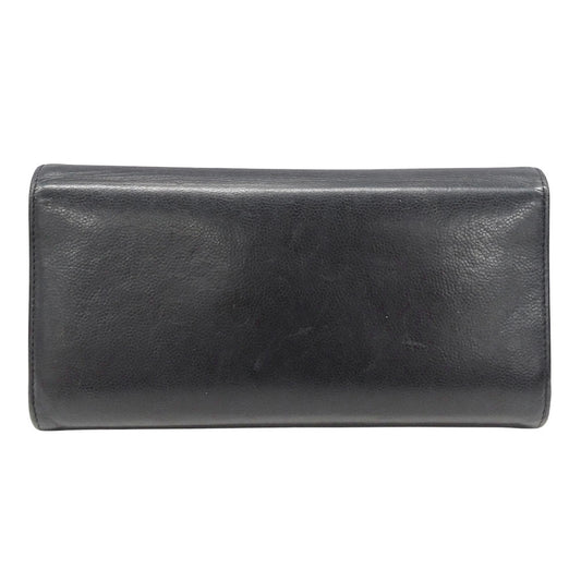 CHANEL シャネル 長財布 ブラック シルバー金具 レザー レディース 【中古】