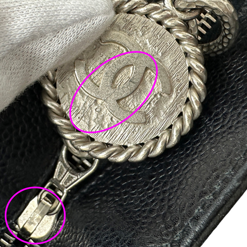 CHANEL シャネル 復刻トート トートバッグ ブラック シルバー金具 キャビアスキン レディース 【中古】