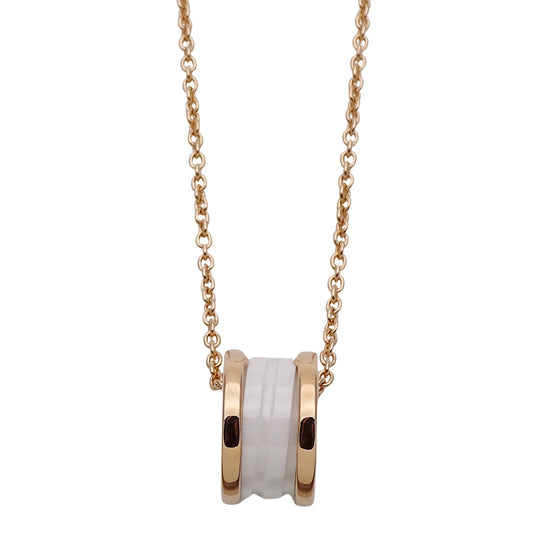 BVLGARI ブルガリ B-zero1 ビーゼロワン ネックレス 750PG ピンクゴールド ホワイトセラミック レディース メンズ 磨き済み【中古】
