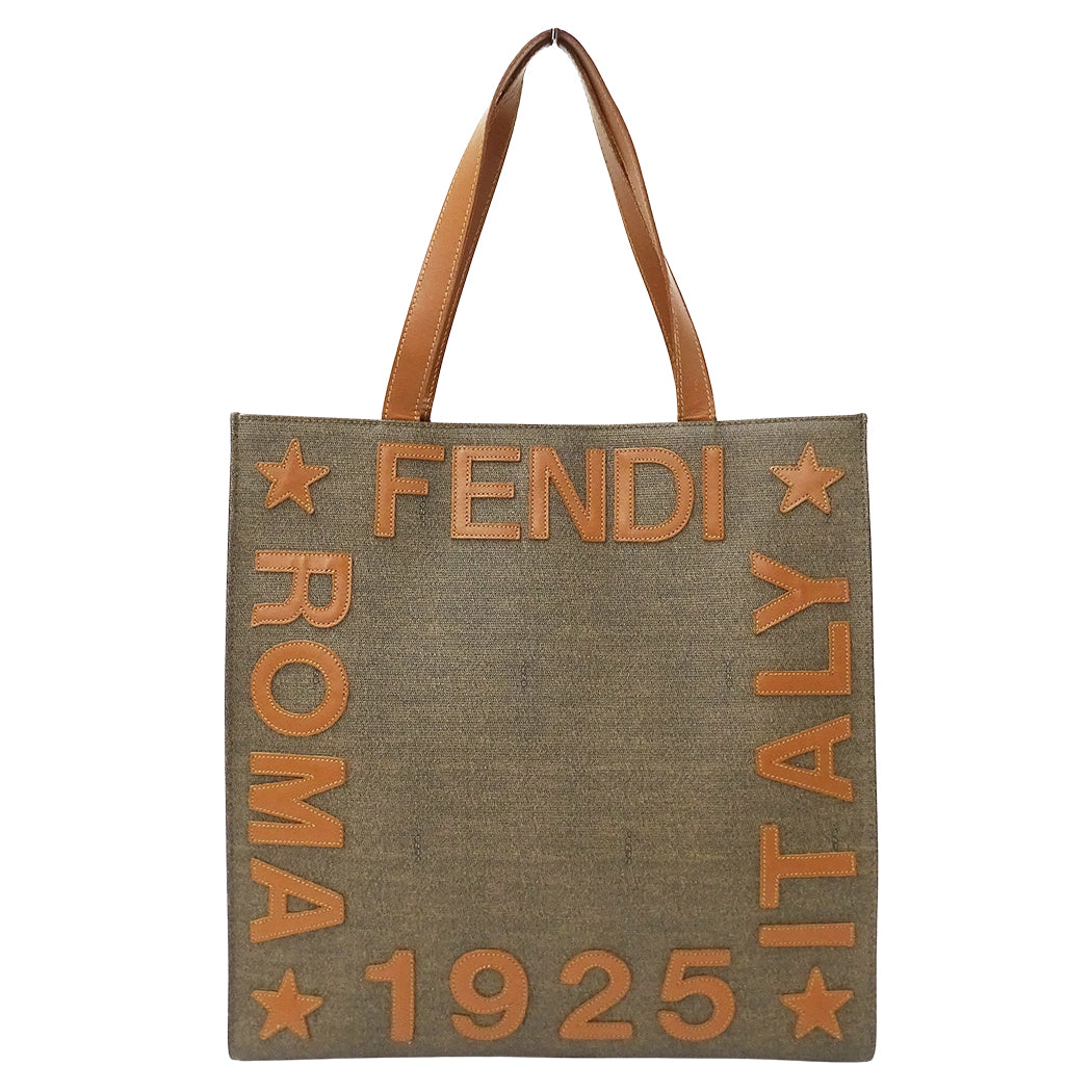 FENDI フェンディ トートバッグ ブラウン カーキ PVC レディース