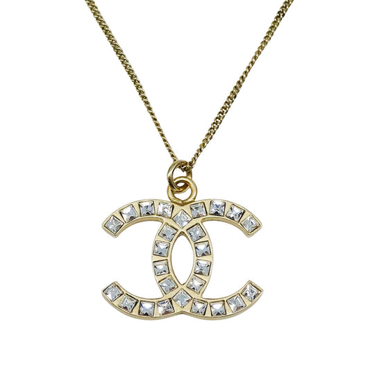 CHANEL シャネル ネックレス ラインストーン ゴールド レディース B12A刻印【中古】