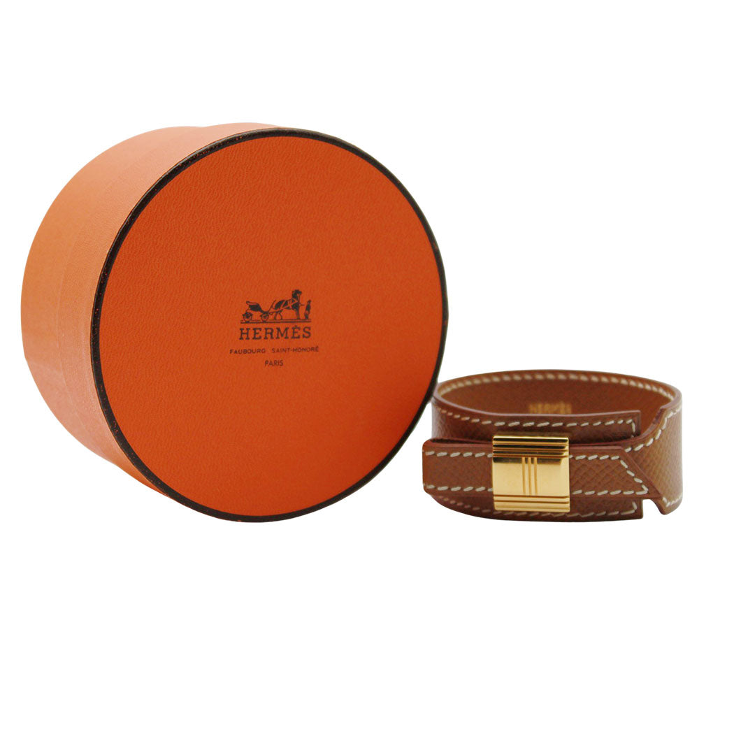 HERMES エルメス アルテミス ブレスレット レザー ゴールド ブラウン ゴールド レディース 【中古】