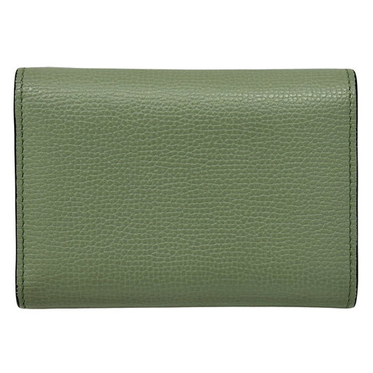 LOEWE ロエベ アナグラム バーティカルウォレット スモール 三つ折り財布 グリーン レザー レディース 【中古】