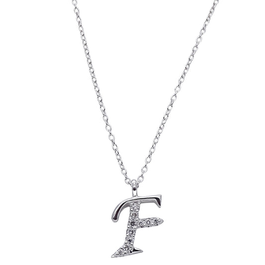 La Soma ラソマ ネックレス K18WG ダイヤモンド イニシャル "F" レディース 磨き済み【中古】