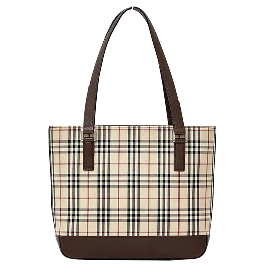 BURBERRY バーバリー トートバッグ ブラウン ベージュ キャンバス レディース 【中古】