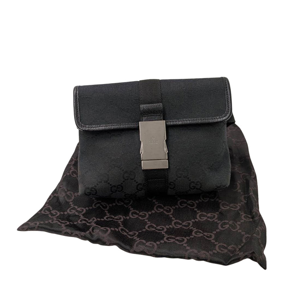 GUCCI グッチ ボディ・ウエストバッグ ブラック 131236 GGキャンバス レディース メンズ 【中古】