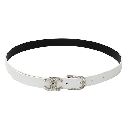CHANEL シャネル ベルト ホワイト シルバー金具 レザー レディース 【中古】
