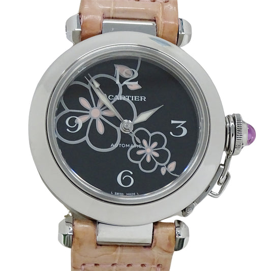 Cartier カルティエ パシャC ウィンターフラワー W3109699 レディース 腕時計 自動巻き SS レザー 磨き済み【中古】