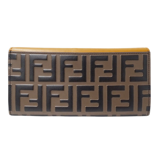 FENDI フェンディ 長財布 エフ・イズ・フェンディ イエロー 8M0251 レザー レディース 【中古】