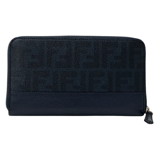 FENDI フェンディ 長財布 ズッカ ネイビー シルバー金具 PVC メンズ 【中古】