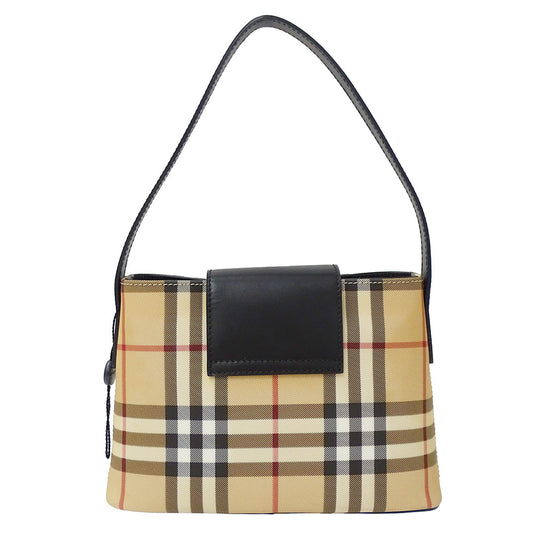 BURBERRY バーバリー ハンドバッグ ベージュ ブラック PVC レディース 【中古】