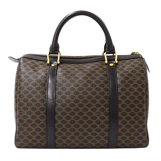 CELINE セリーヌ ハンドバッグ マカダム ブラック ブラウン PVC レディース 【中古】