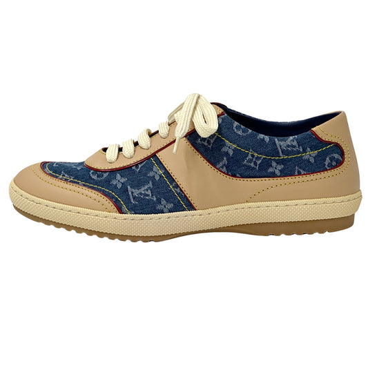 LOUIS VUITTON ルイ・ヴィトン スニーカー モノグラム デニム ブルー ベージュ レディース 【中古】
