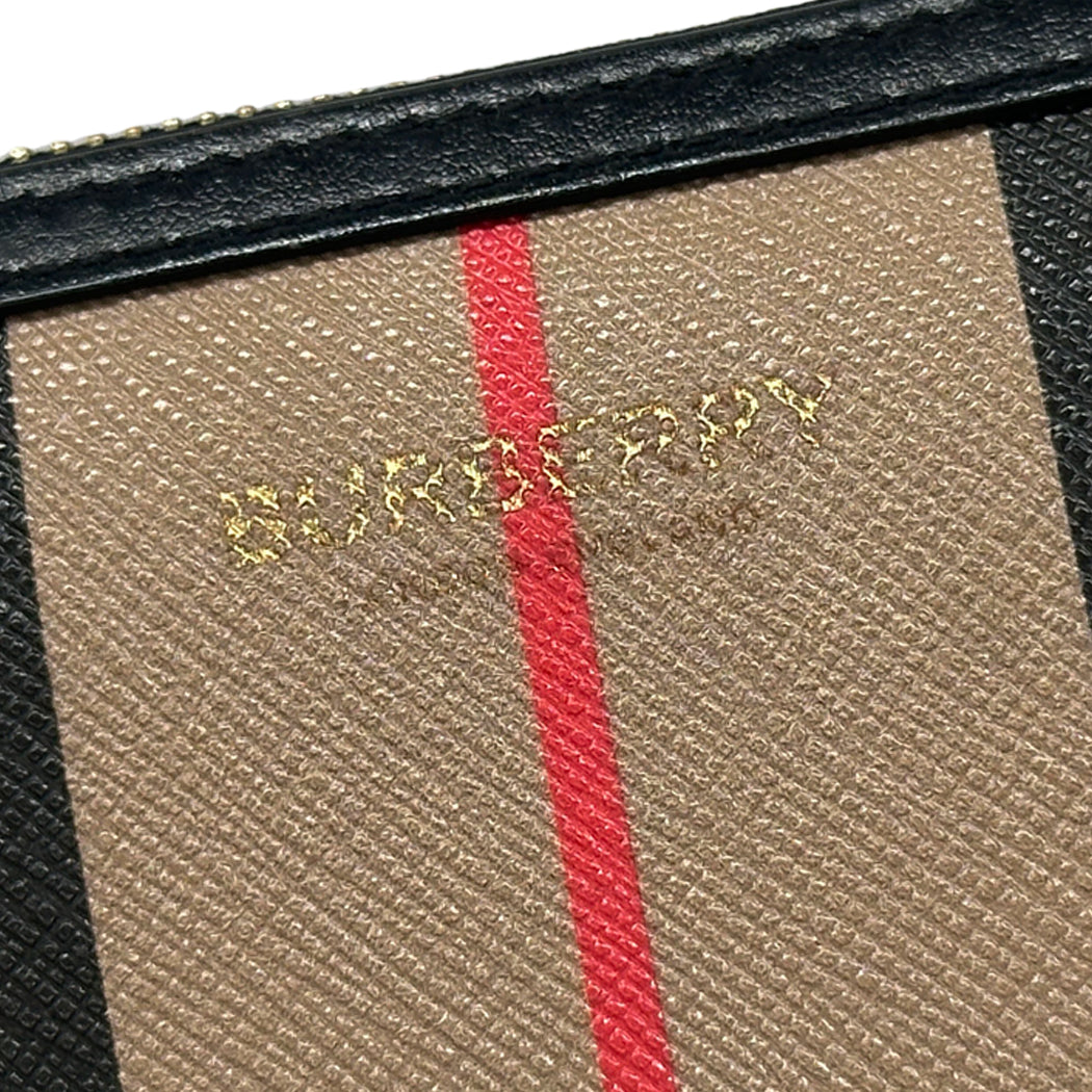 BURBERRY バーバリー 長財布 ブラウン PVC レディース メンズ チェック ラウンドファスナー 【中古】