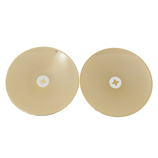 LOUIS VUITTON ルイ・ヴィトン Splendor Set Of 2 Bread Plates 食器 ゴールド ホワイト R95951 陶磁器 レディース メンズ 【中古】