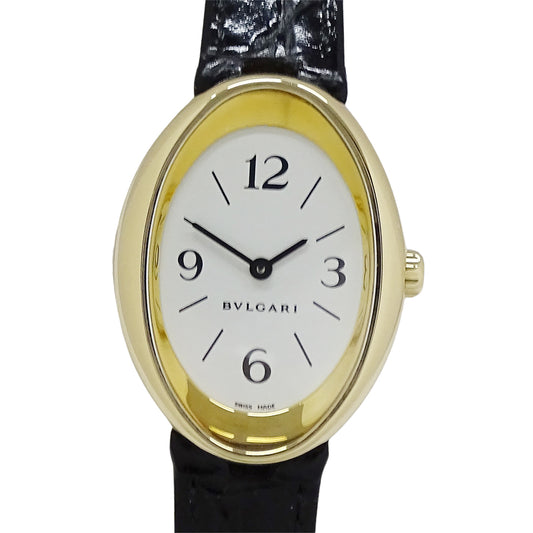BVLGARI ブルガリ オーバル OV32G レディース 腕時計 750YG 18K レザー 磨き済み【中古】