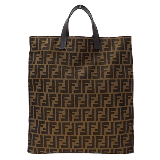 FENDI フェンディ トートバッグ ズッカ ブラウン 8BH173 キャンバス レディース 【中古】