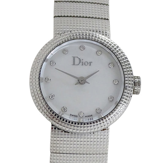 Dior ディオール ラ ベイビー ディ CD41110 レディース 腕時計 12Pダイヤ シェル クオーツ SS 磨き済み【中古】