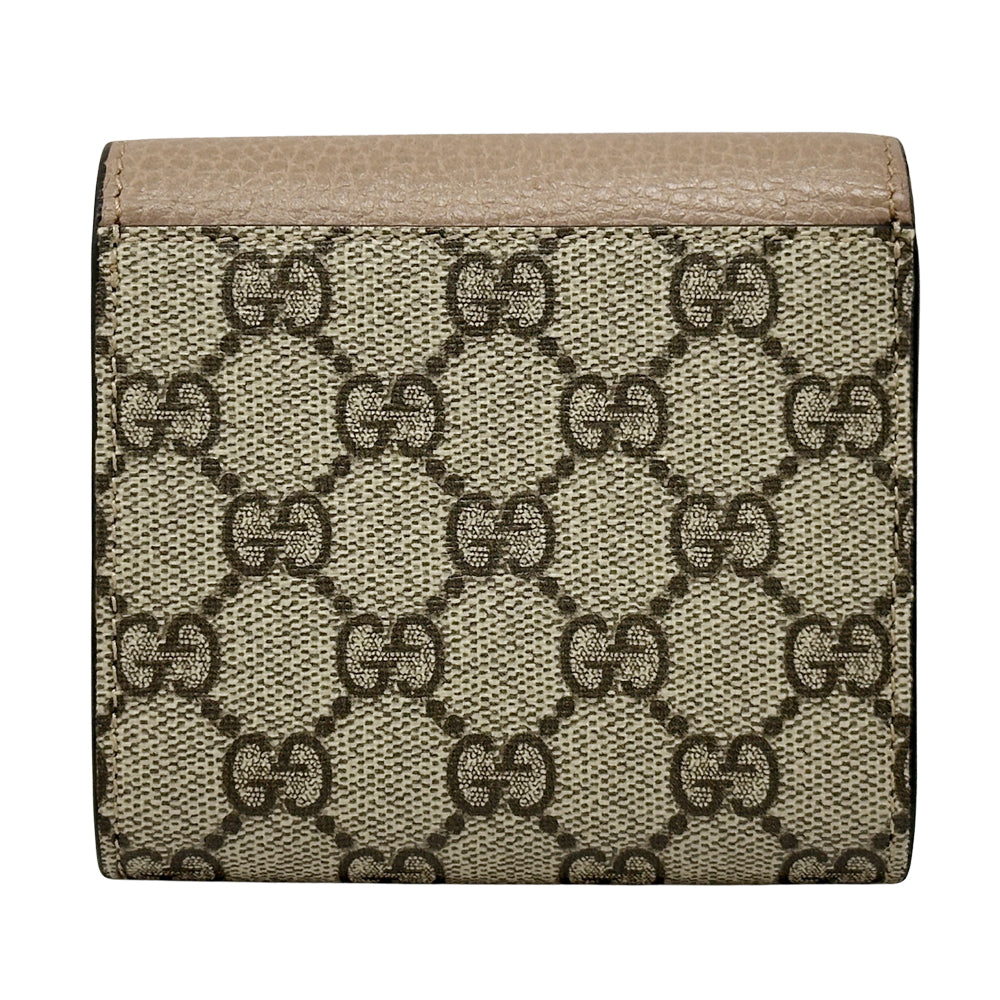 GUCCI グッチ 三つ折り財布 プチマーモント GGスプリーム ピンク ブラウン 598587 PVC レディース 【中古】