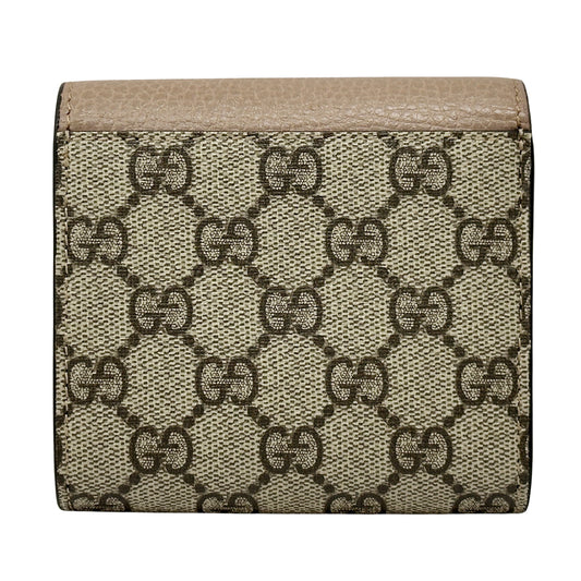 GUCCI グッチ 三つ折り財布 プチマーモント GGスプリーム ピンク ブラウン 598587 PVC レディース 【中古】