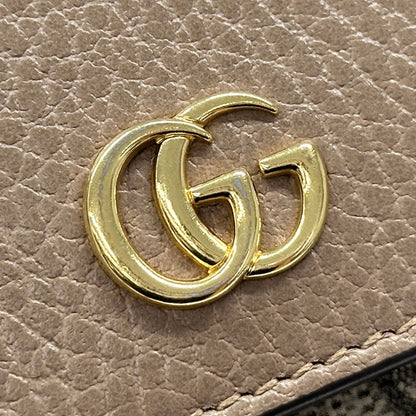 GUCCI グッチ 三つ折り財布 プチマーモント GGスプリーム ピンク ブラウン 598587 PVC レディース 【中古】