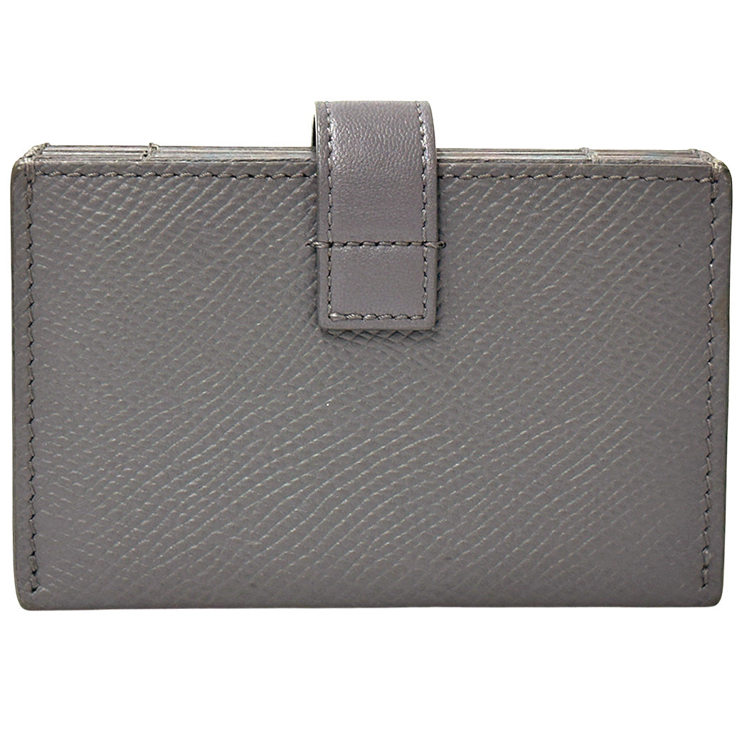 CELINE セリーヌ アコーディオン カードホルダー カードケース グレー ゴールド レザー レディース メンズ 【中古】