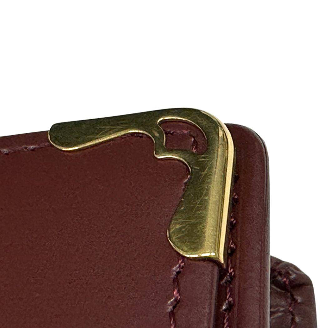 Cartier カルティエ 長財布 ボルドー ゴールド金具 レザー レディース メンズ 【中古】