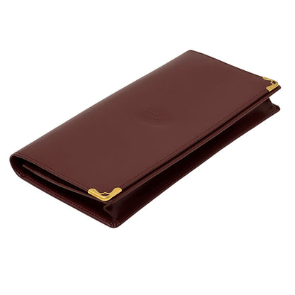Cartier カルティエ 長財布 ボルドー ゴールド金具 レザー レディース メンズ 【中古】