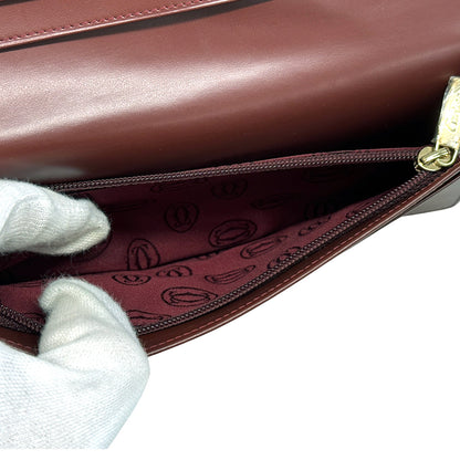 Cartier カルティエ 長財布 ボルドー ゴールド金具 レザー レディース メンズ 【中古】