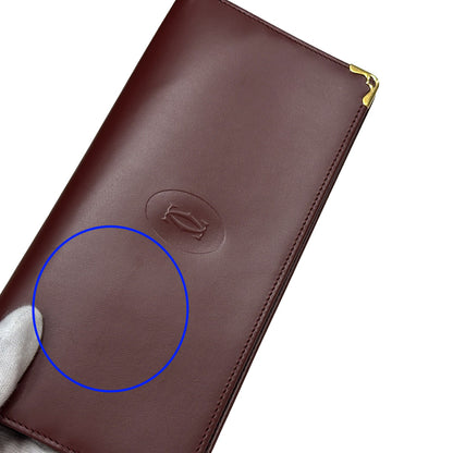 Cartier カルティエ 長財布 ボルドー ゴールド金具 レザー レディース メンズ 【中古】
