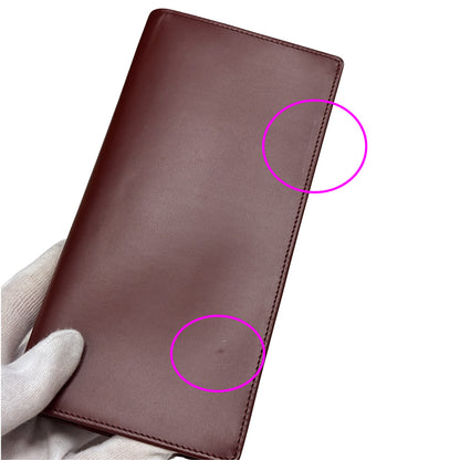 Cartier カルティエ 長財布 ボルドー ゴールド金具 レザー レディース メンズ 【中古】