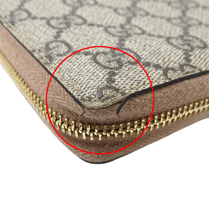GUCCI グッチ 長財布 ピンクベージュ ブラウン 456117 GGスプリームキャンバス レディース 【中古】