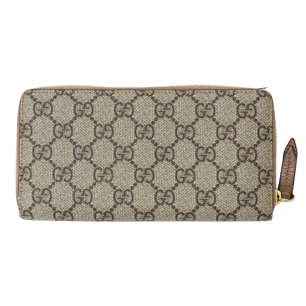 GUCCI グッチ 長財布 ピンクベージュ ブラウン 456117 GGスプリームキャンバス レディース 【中古】