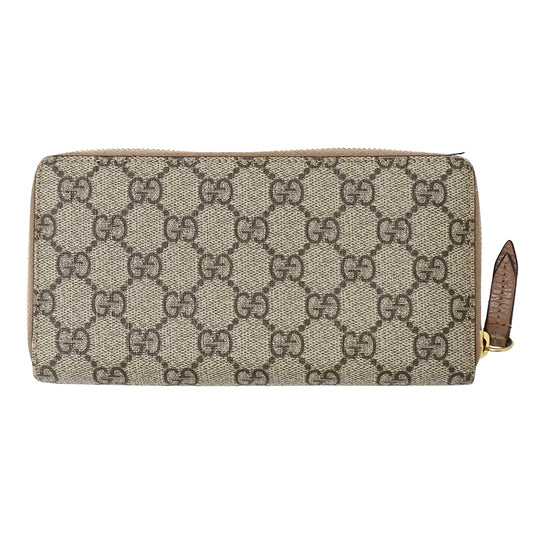 GUCCI グッチ 長財布 ピンクベージュ ブラウン 456117 GGスプリームキャンバス レディース 【中古】