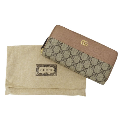 GUCCI グッチ 長財布 ピンクベージュ ブラウン 456117 GGスプリームキャンバス レディース 【中古】