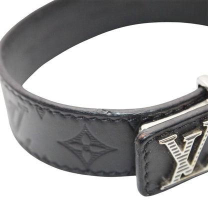 LOUIS VUITTON ルイ・ヴィトン スリム シャドウ ブレスレット レザー ブラック シルバー 21 メンズ M4165E 【中古】