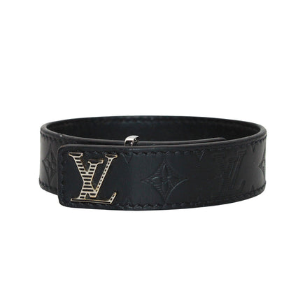 LOUIS VUITTON ルイ・ヴィトン スリム シャドウ ブレスレット レザー ブラック シルバー 21 メンズ M4165E 【中古】