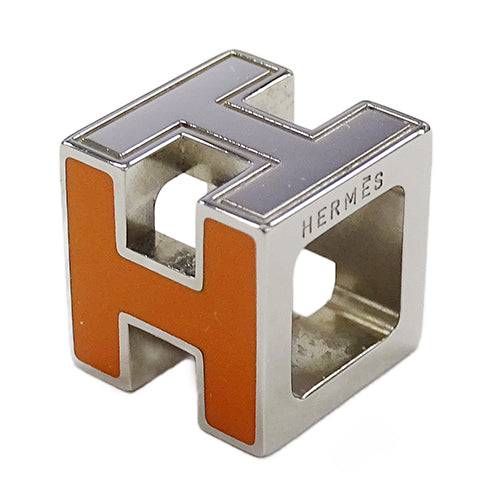 HERMES エルメス カージュドアッシュ Hキューブ ペンダントトップ シルバー オレンジ レディース 【中古】