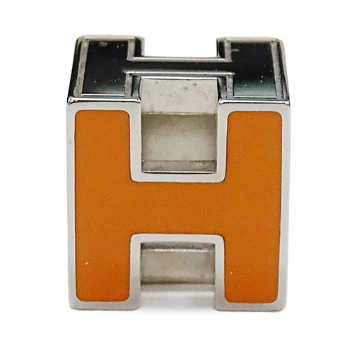 HERMES エルメス カージュドアッシュ Hキューブ ペンダントトップ シルバー オレンジ レディース 【中古】