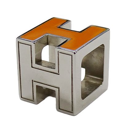 HERMES エルメス カージュドアッシュ Hキューブ ペンダントトップ シルバー オレンジ レディース 【中古】