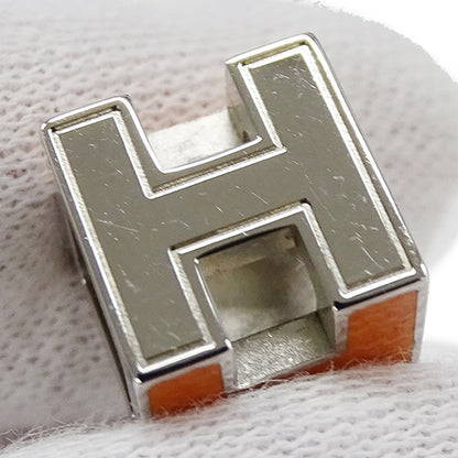 HERMES エルメス カージュドアッシュ Hキューブ ペンダントトップ シルバー オレンジ レディース 【中古】