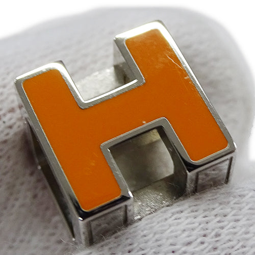 HERMES エルメス カージュドアッシュ Hキューブ ペンダントトップ シルバー オレンジ レディース 【中古】