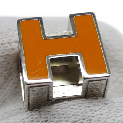 HERMES エルメス カージュドアッシュ Hキューブ ペンダントトップ シルバー オレンジ レディース 【中古】