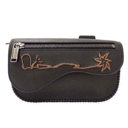 Dior ディオール カクタスジャックコラボ アームポーチ ポーチ サドル ブラック レザー レディース メンズ 【中古】