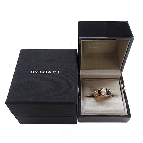 BVLGARI ブルガリ セルペンティ ヴァイパー リング 指輪 オニキス ダイヤモンド 750PG ピンクゴールド M レディース メンズ 磨き済み 【中古】