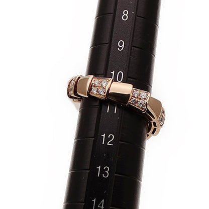 BVLGARI ブルガリ セルペンティ ヴァイパー リング 指輪 オニキス ダイヤモンド 750PG ピンクゴールド M レディース メンズ 磨き済み 【中古】